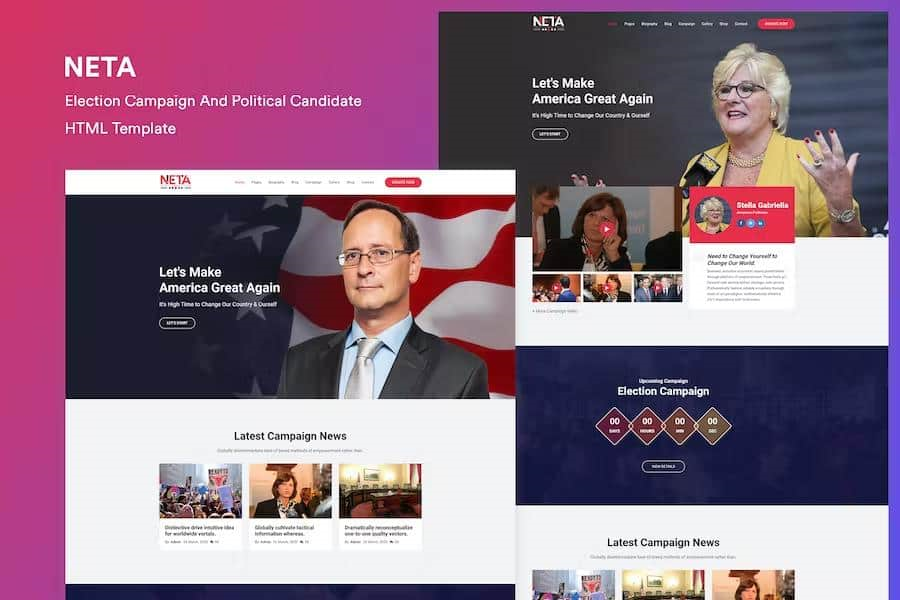 NETA – ELECTION CAMPAIGN AND POLITICAL CANDIDATE HTML TEMPLATE